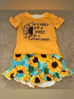 Sunflower Print Girls' Matching Set